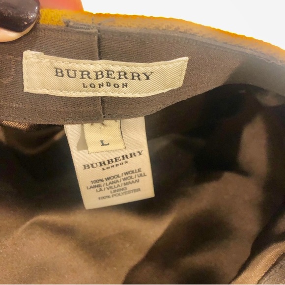 Authentic Burberry Gold/Camel Wool Cap Hat with Plaid Trim - Picture 8 of 11